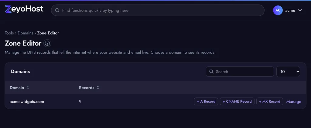 Zone Editor in the panel.