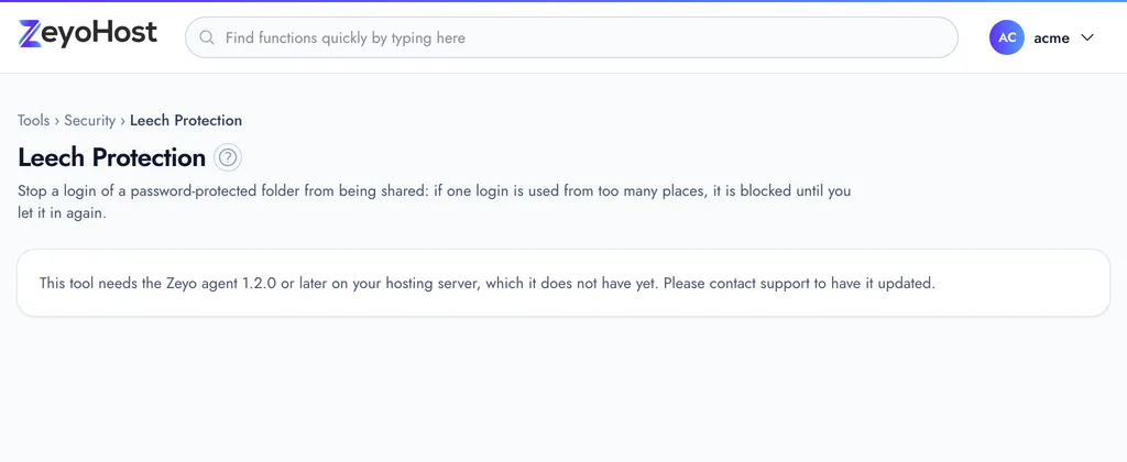 The Leech Protection page with a box for a password-protected folder, the Addresses per login in 2 hours field and the Turn On button.